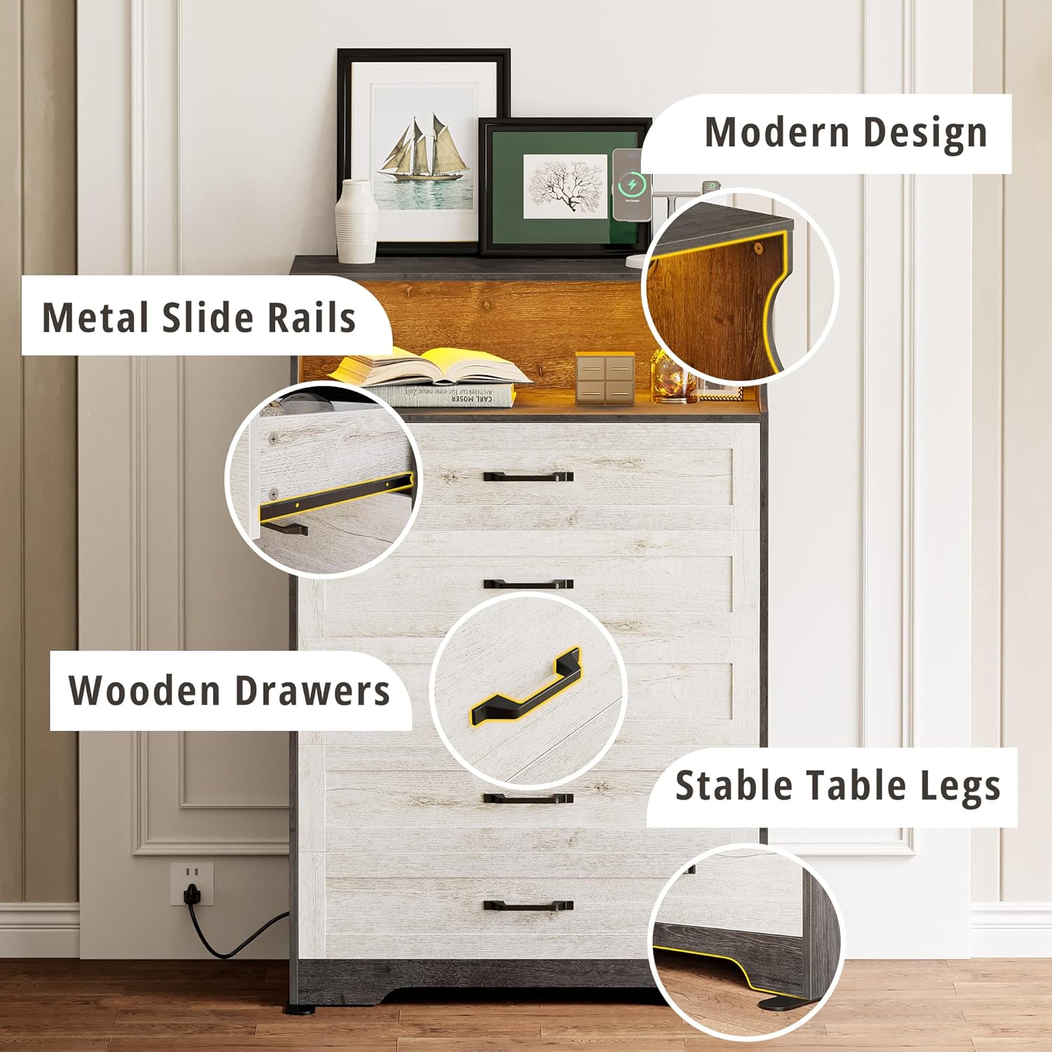 LIKIMIO LED Wooden Tallboy (48.4")