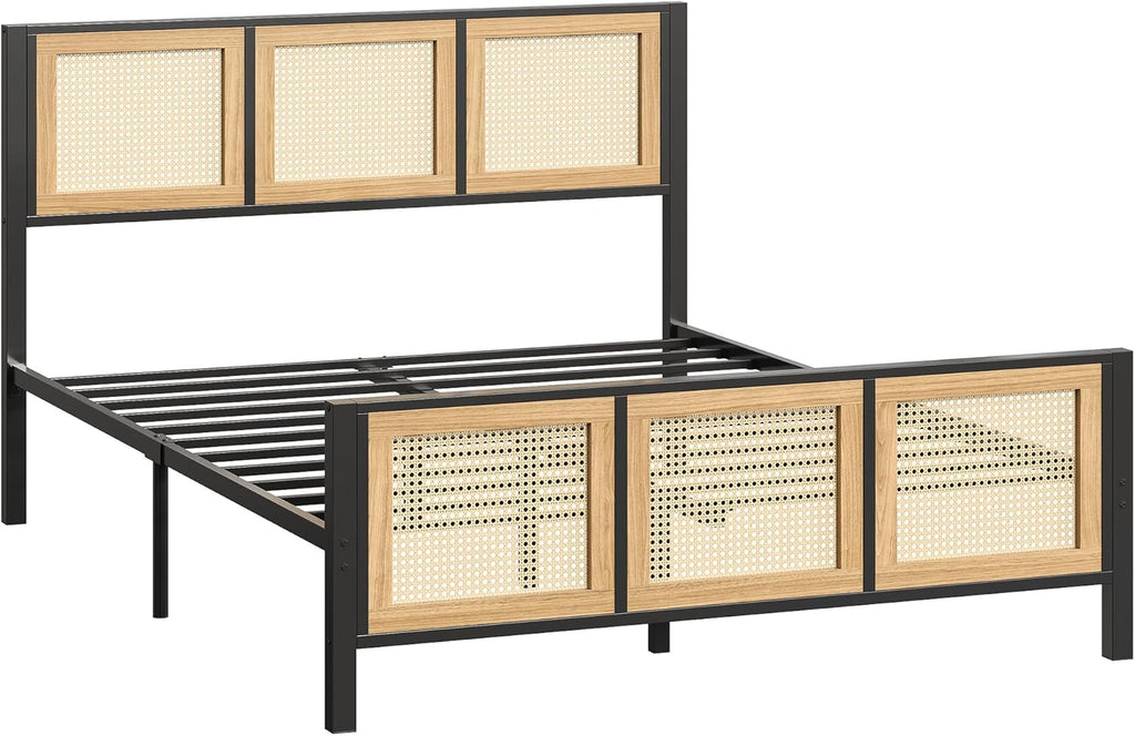 LIKIMIO Queen Bed Frame with Headboard, Wood Camas Queen with Strong Metal Slats Support