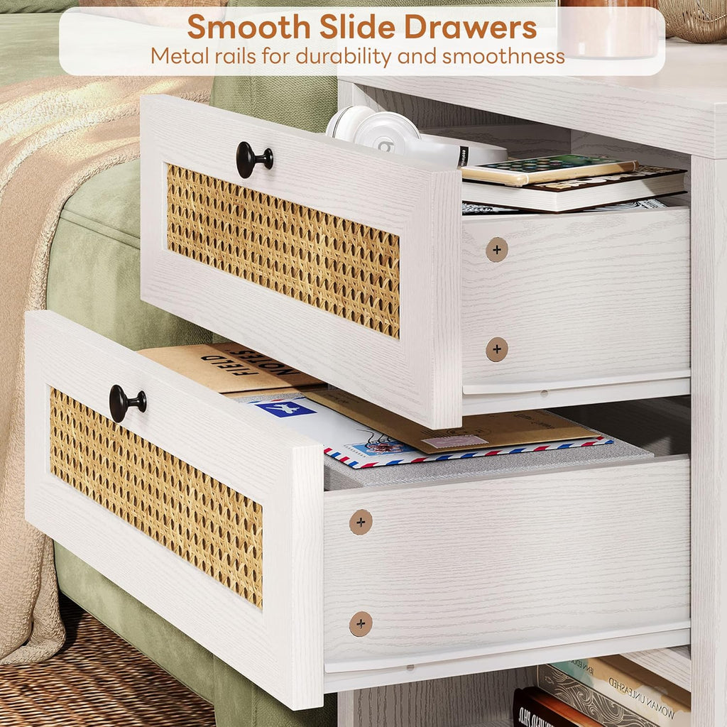 LIKIMIO Rattan Charging Nightstand