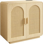 LIKIMIO Rattan Storage Cabinet with with 2 Doors and Adjustable Shelves for Kitchen, Natural