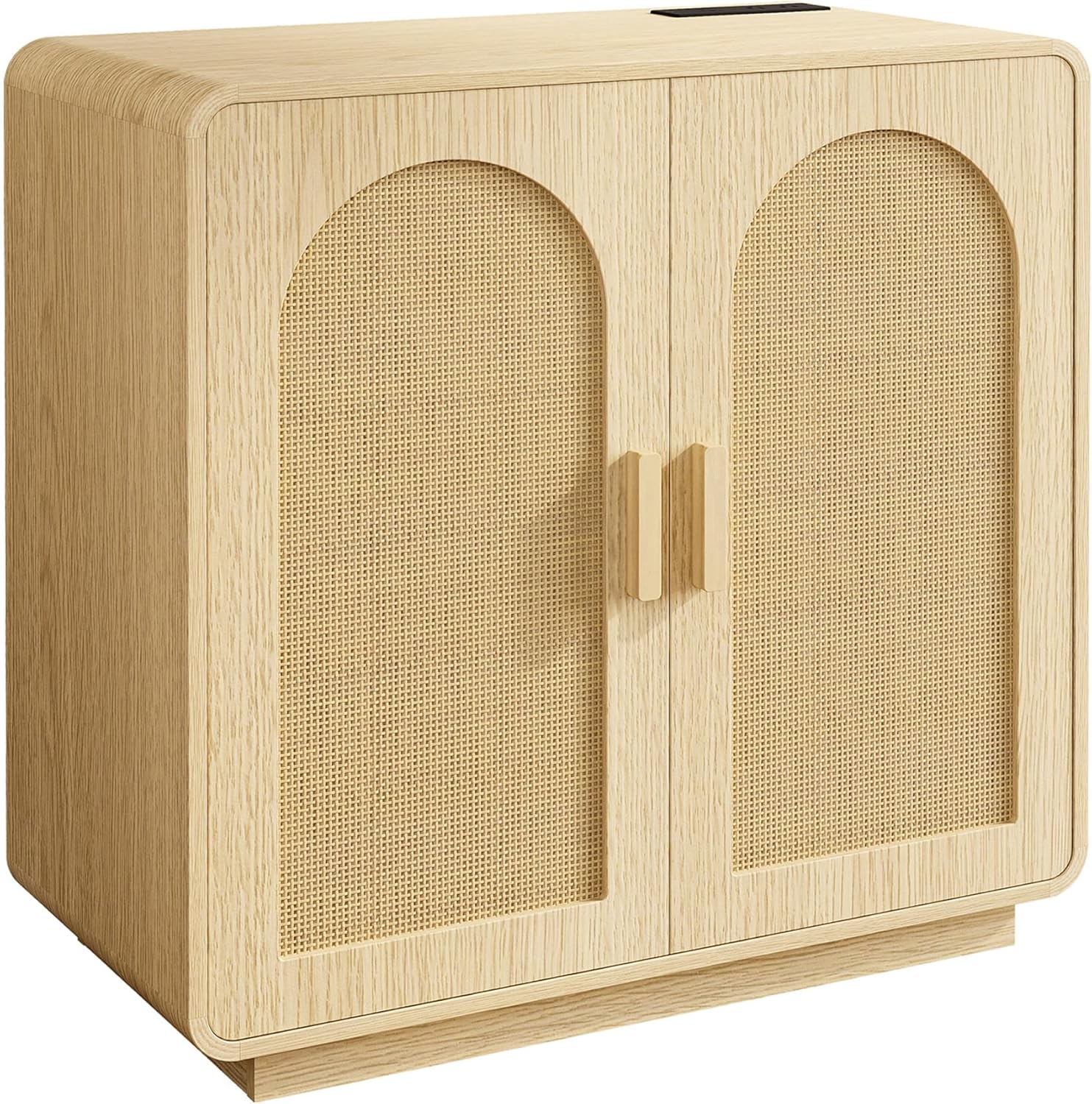 LIKIMIO Rattan Storage Cabinet with with 2 Doors and Adjustable Shelves for Kitchen, Natural