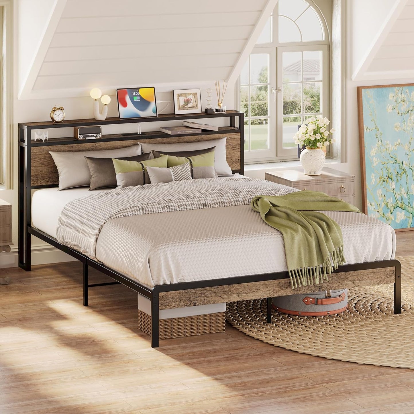Solid and Noise Free Bed Frame Walnut