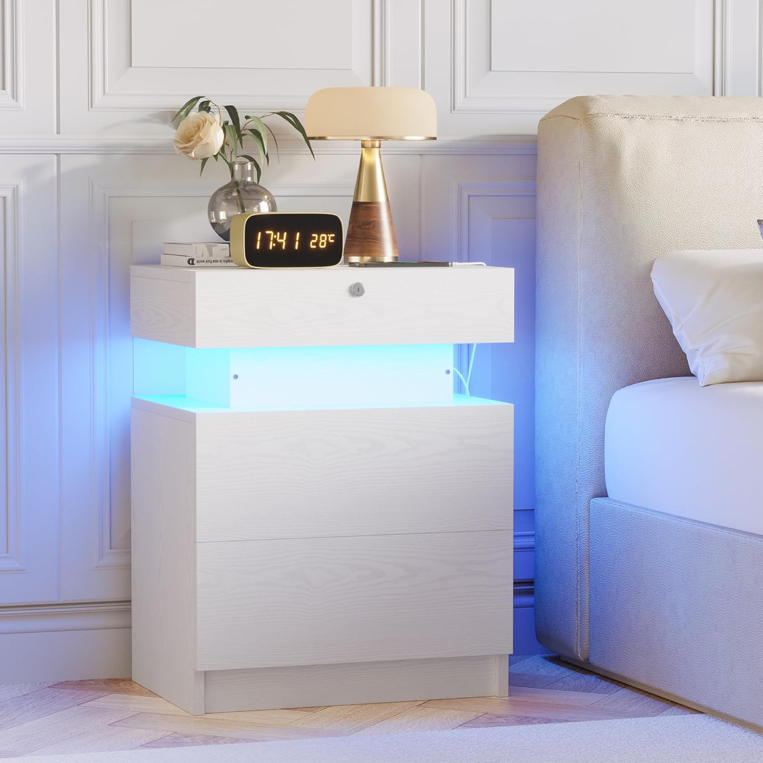 LIKIMIO Nightstand with Lock