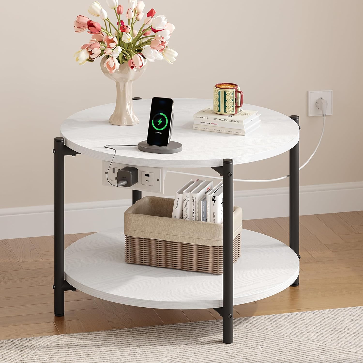 LIKIMIO 2-Tier Round End Table