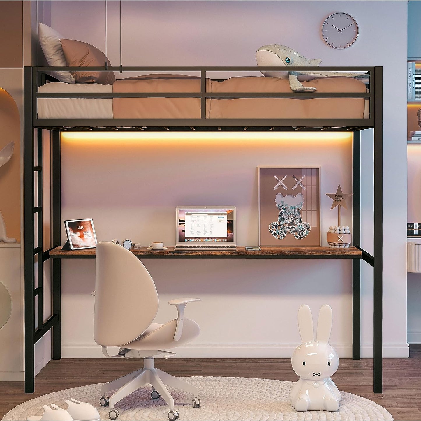 Twin Size Loft Bed with Desk