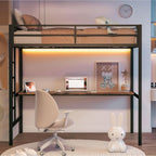 LIKIMIO LED Metal Loft Bed Frame