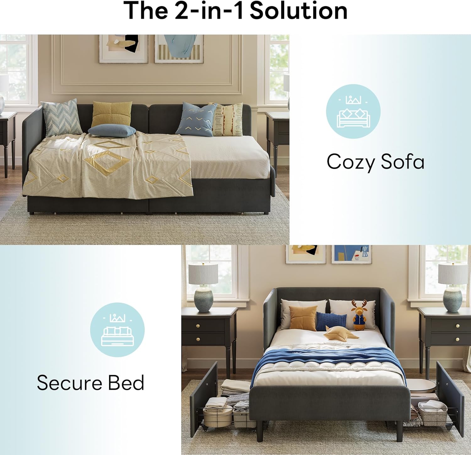 LIKIMIO Adjustable Bed Rails Corner Bed 