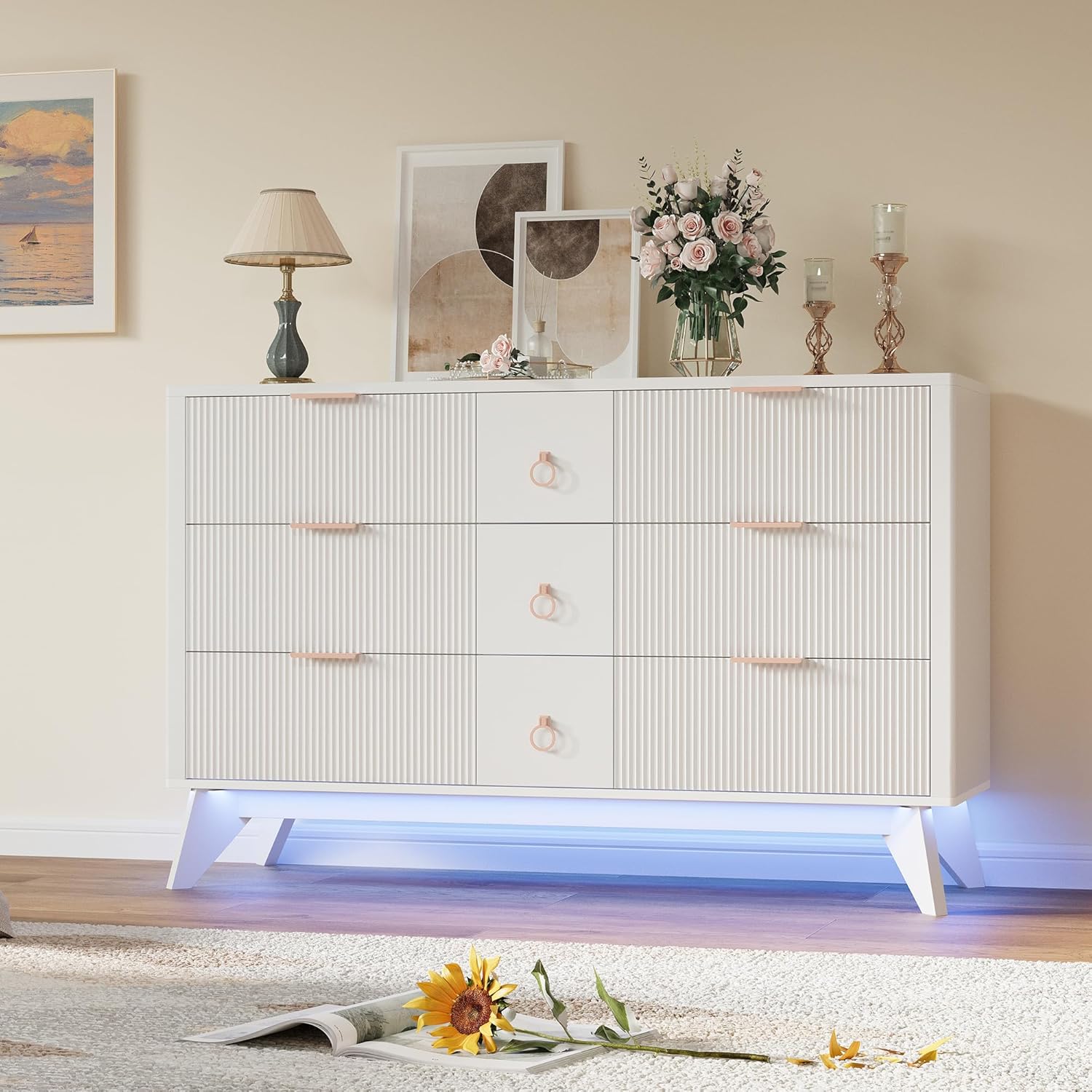 LIKIMIO Walnut 9-Drawers Dresser (55")