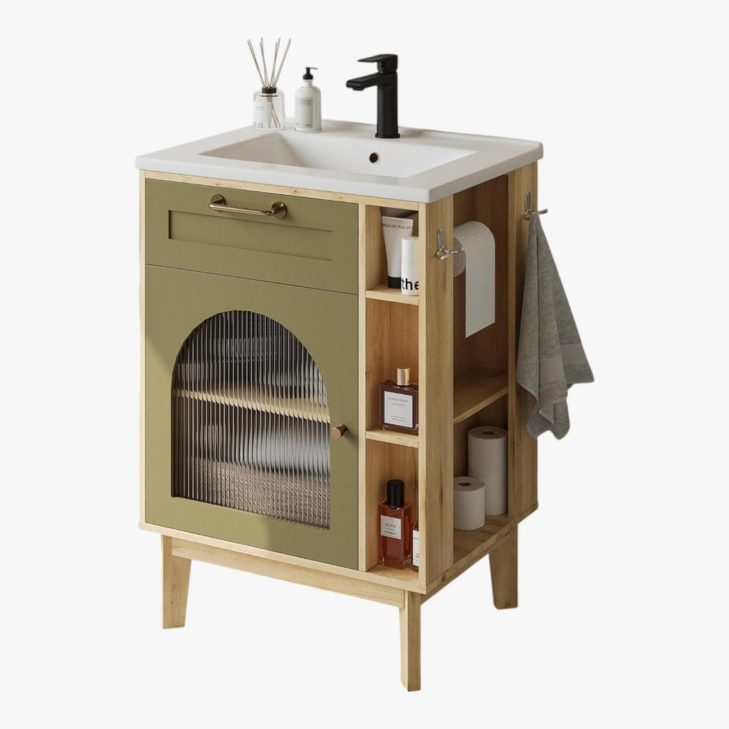LIKIMIO 24 Inch Bathroom Vanity with Sink with Integrated Ceramic Sink