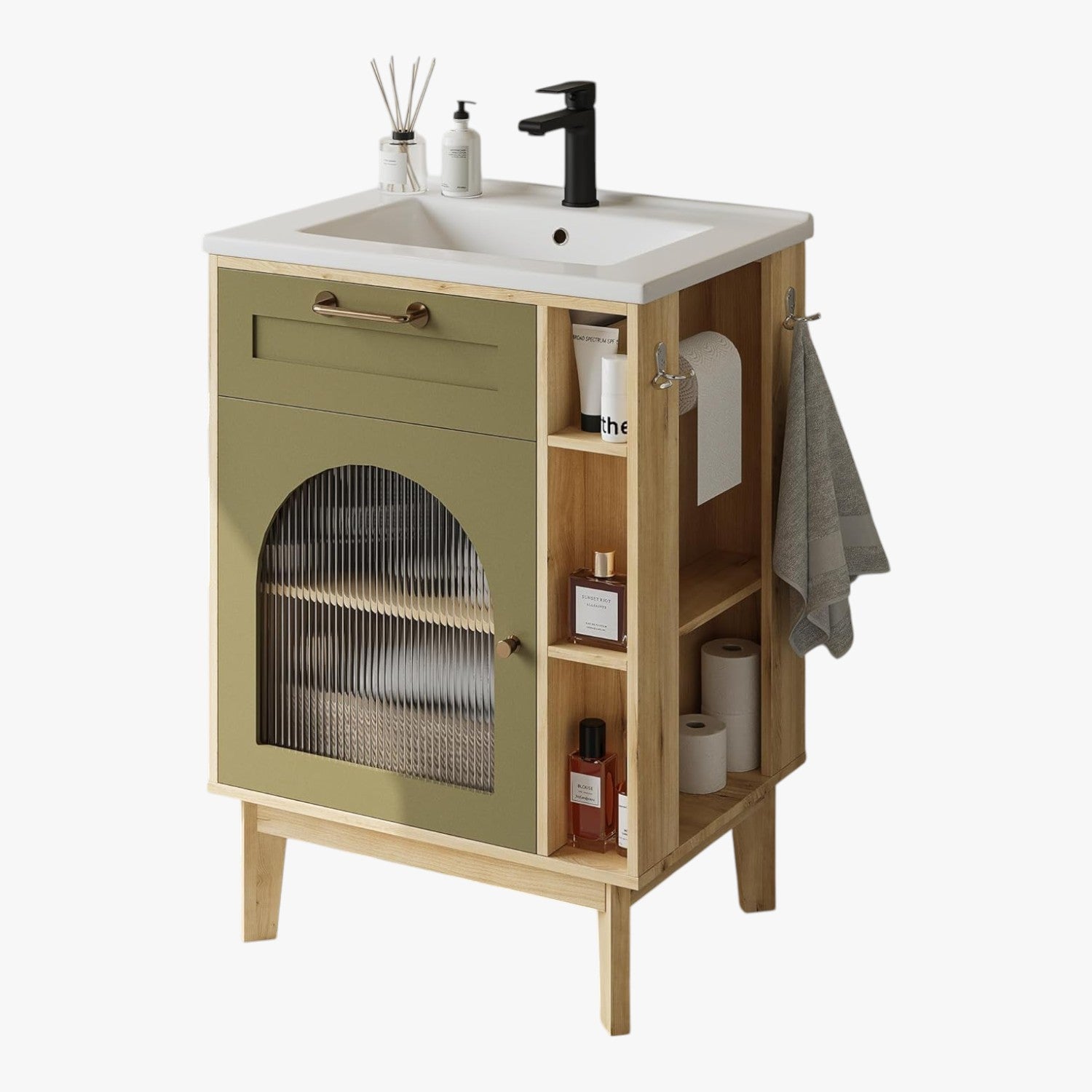 LIKIMIO 24 Inch Bathroom Vanity with Sink with Integrated Ceramic Sink