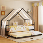 LIKIMIO Twin Daybed with Trundle, Lockable Casters, Black
