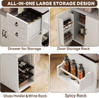 LIKIMIO 51" Mobile Kitchen Island Cart with Drop Leaf & Power Outlet