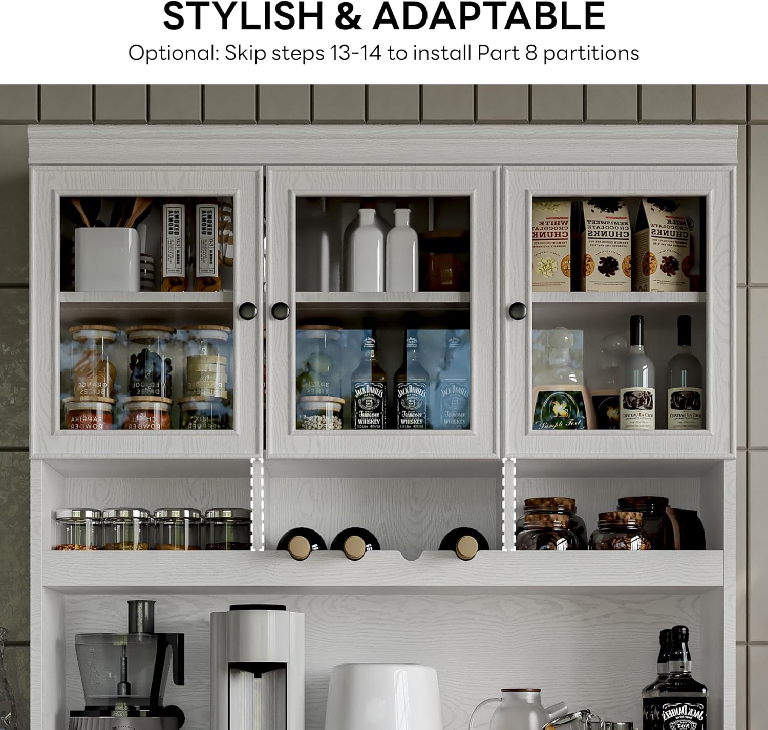 LIKIMIO Modern Glass Door Sideboard（74.8”）