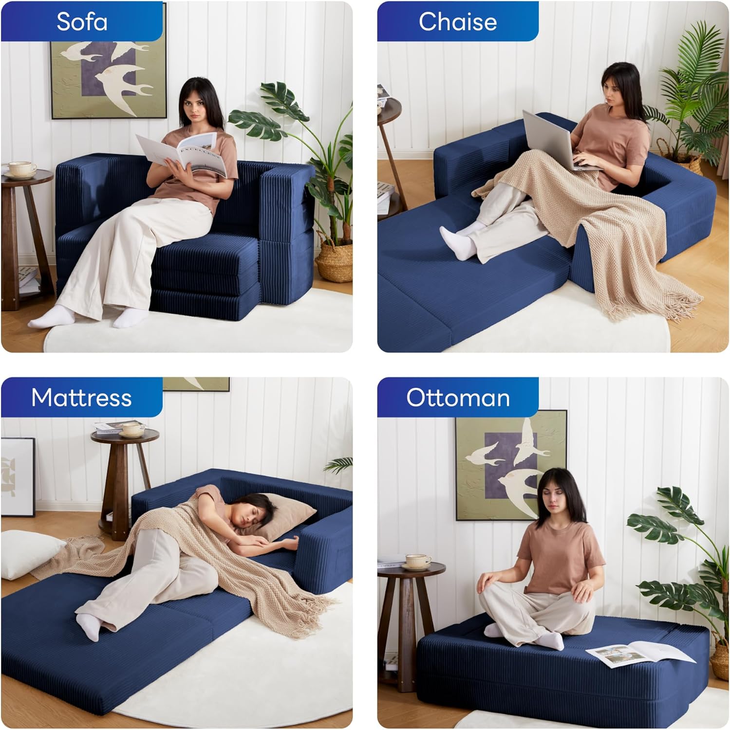 LIKIMIO Folding 3-in-1 Sofa Bed & Marrtess