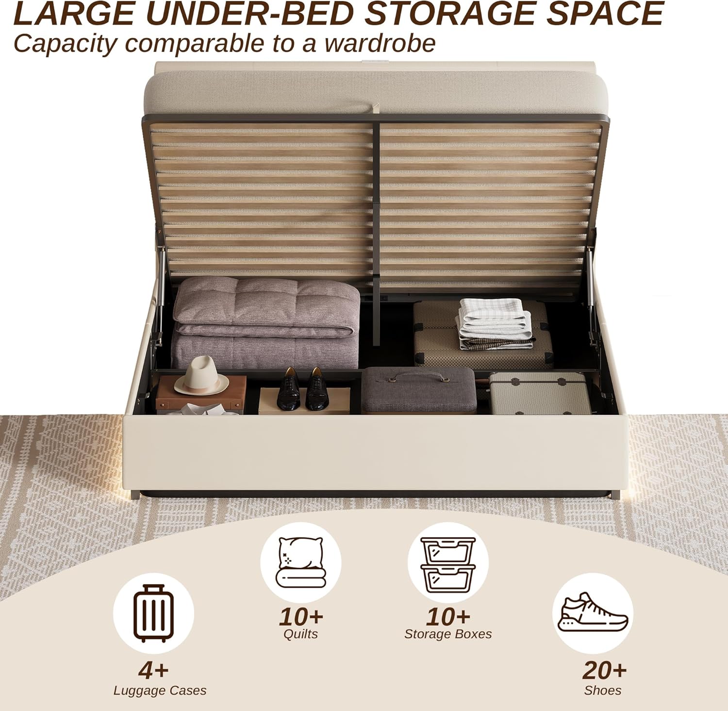 LIKIMIO Liftable Storage Bed Frame
