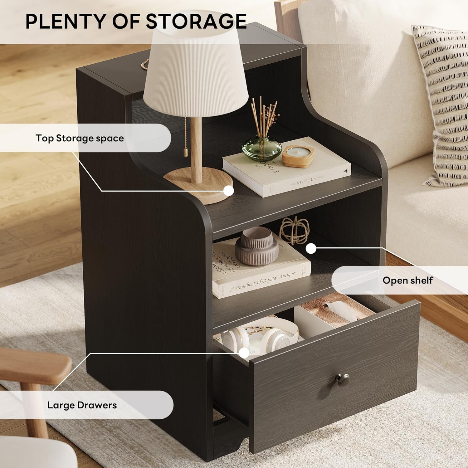 LIKIMIO Versatile Wood Grain Nightstand