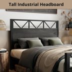 LIKIMIO High Industrial Style Headboard Bed Frame