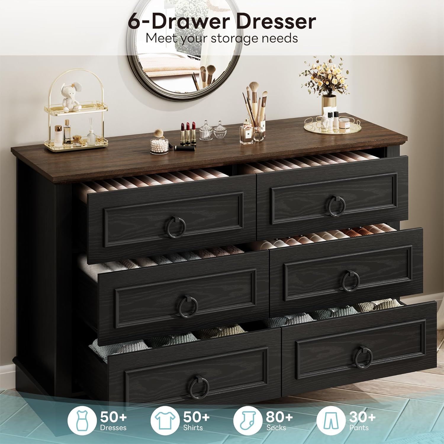 LIKIMIO Round Metal Handle Dresser（47.2”）