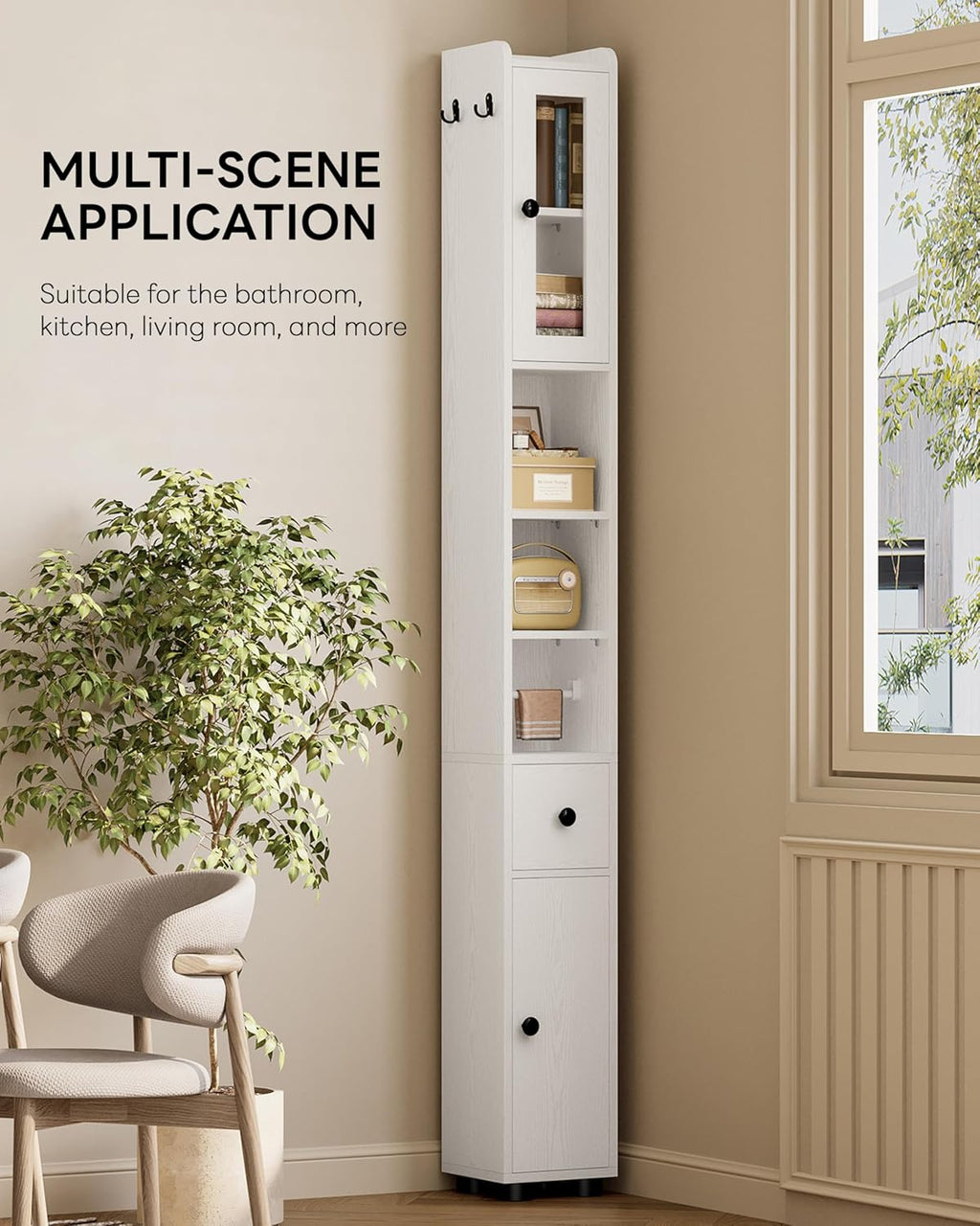 LIKIMIO Freestanding Slim Bathroom Storage Cabinet（71“）