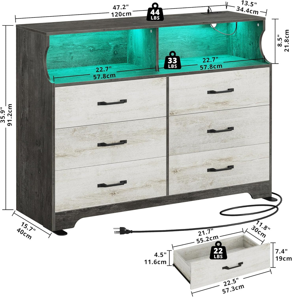 LIKIMIO Wooden Farmhouse Chests & Dresser (47")
