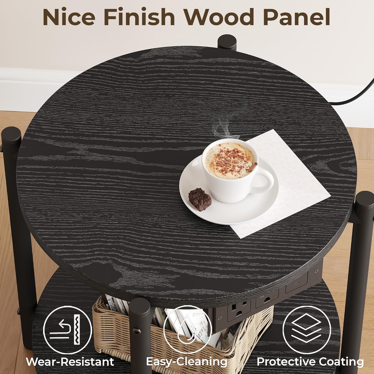 LIKIMIO 2-Tier Round End Table （15.8“）