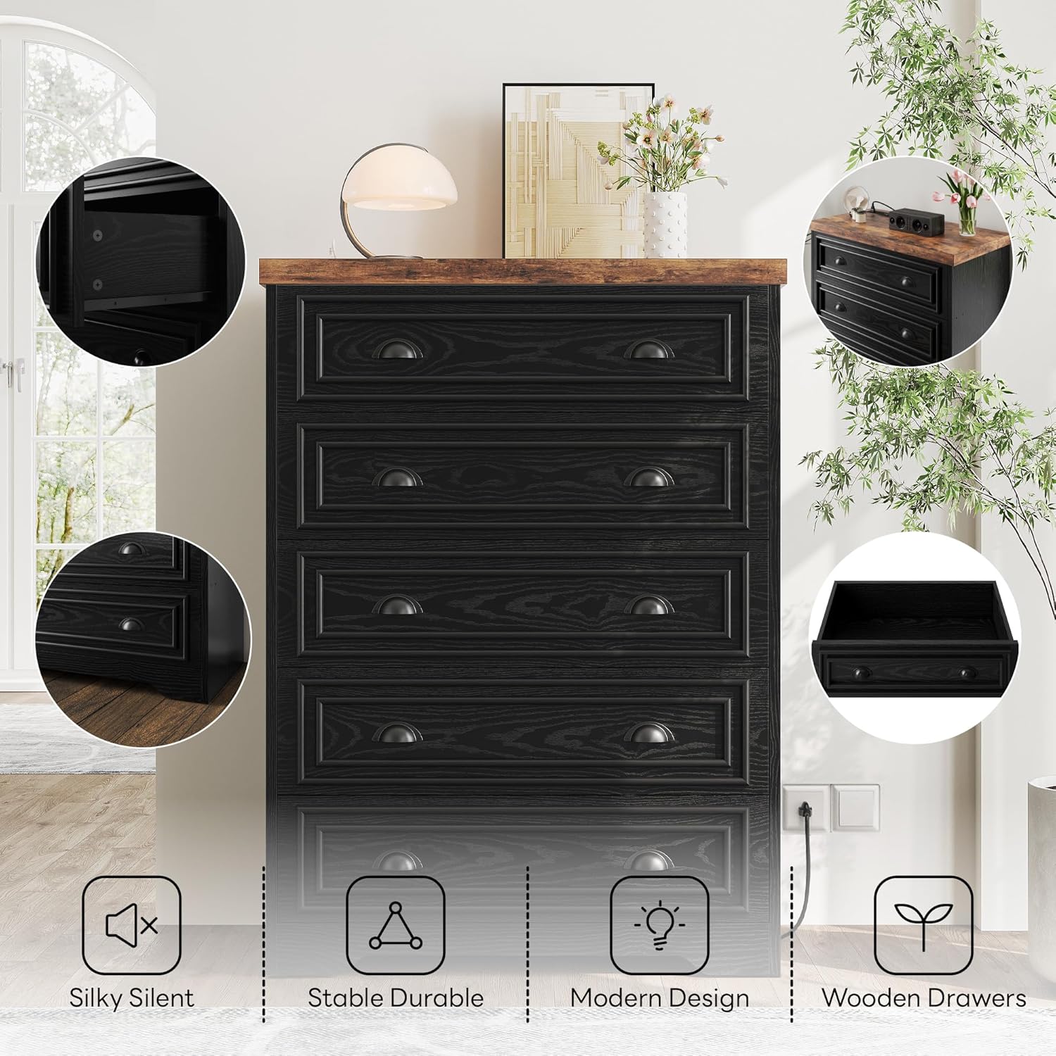 LIKIMIO Wooden 5-Drawer Dresser（43“）