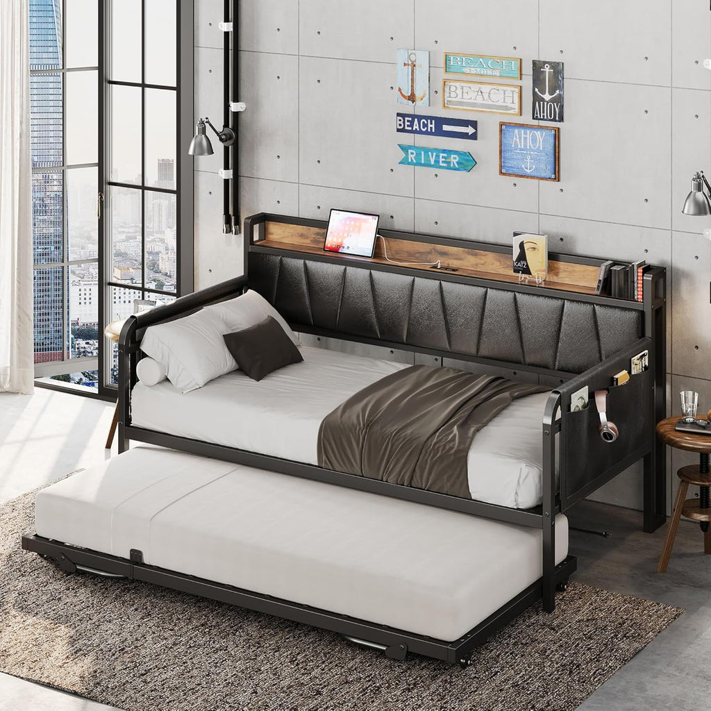 LIKIMIO Storage Trundle Sofa Bed