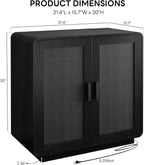 LIKIMIO Rattan Cabinet with LED Lights & Power Outlet, Black