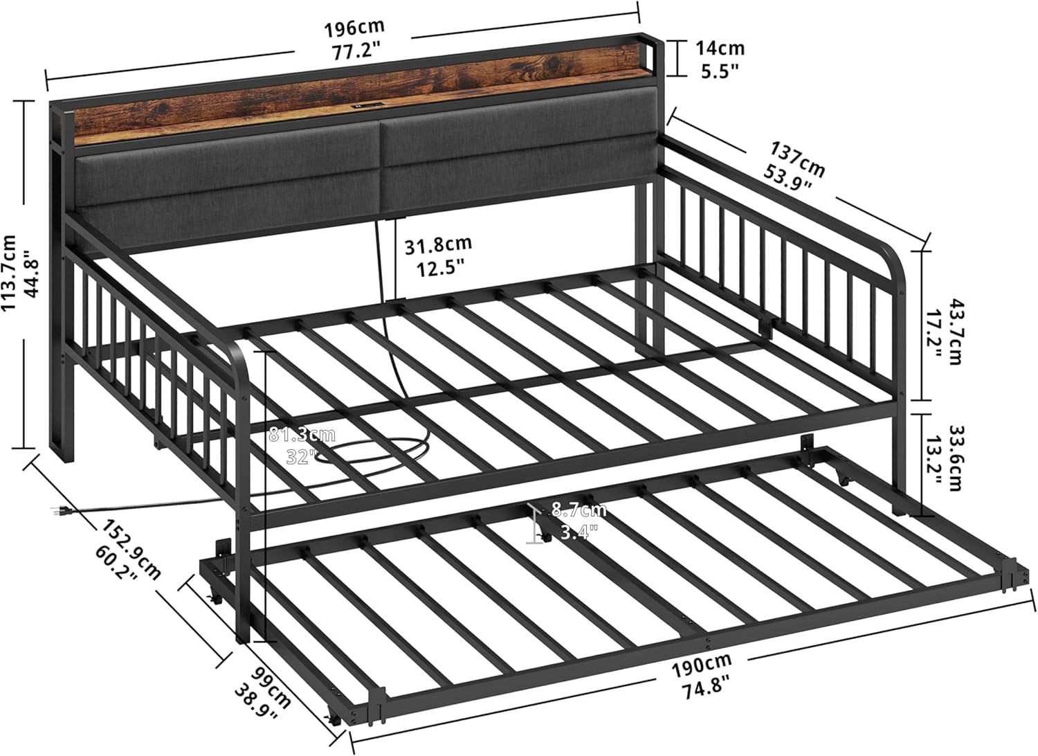 LIKIMIO Trundle Sofa Bed