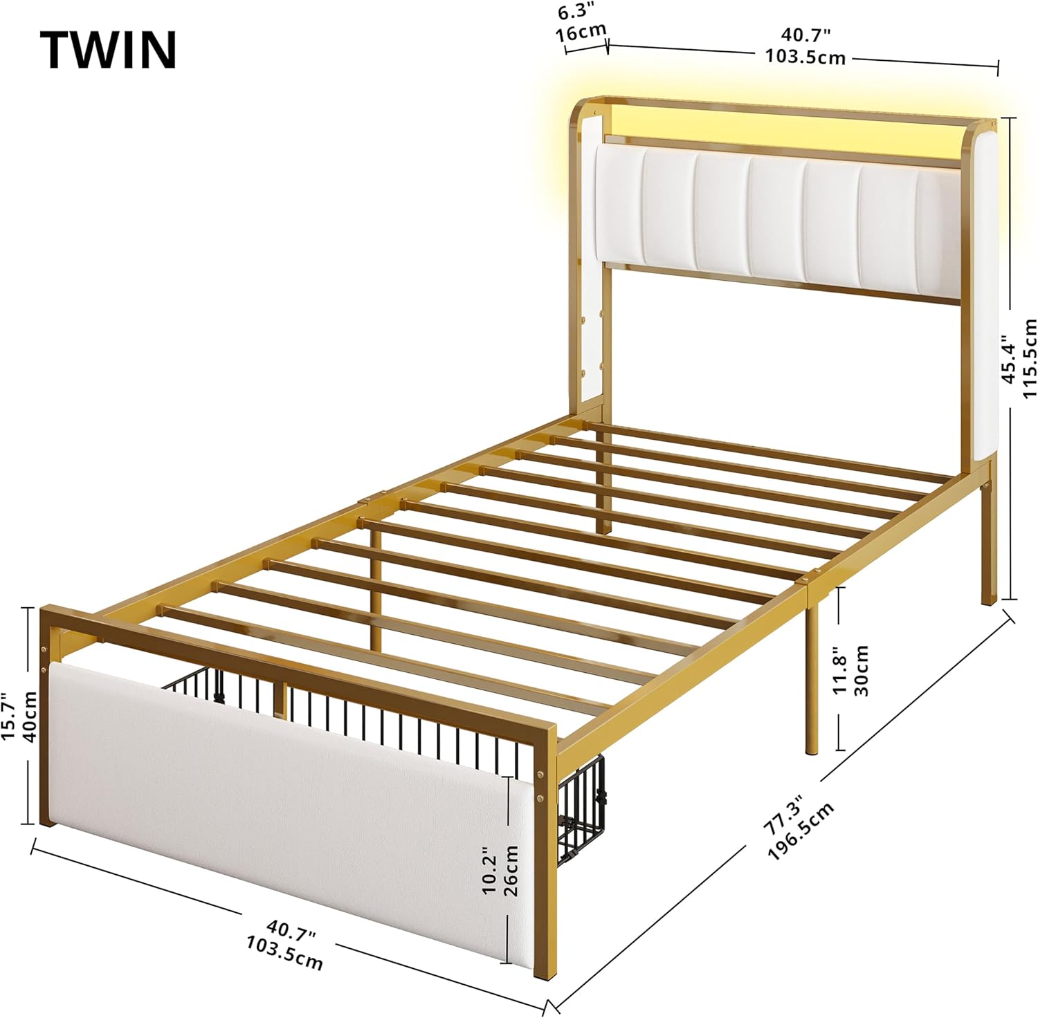 LIKIMIO Armrests Headboard & RGB Light Bed Frame