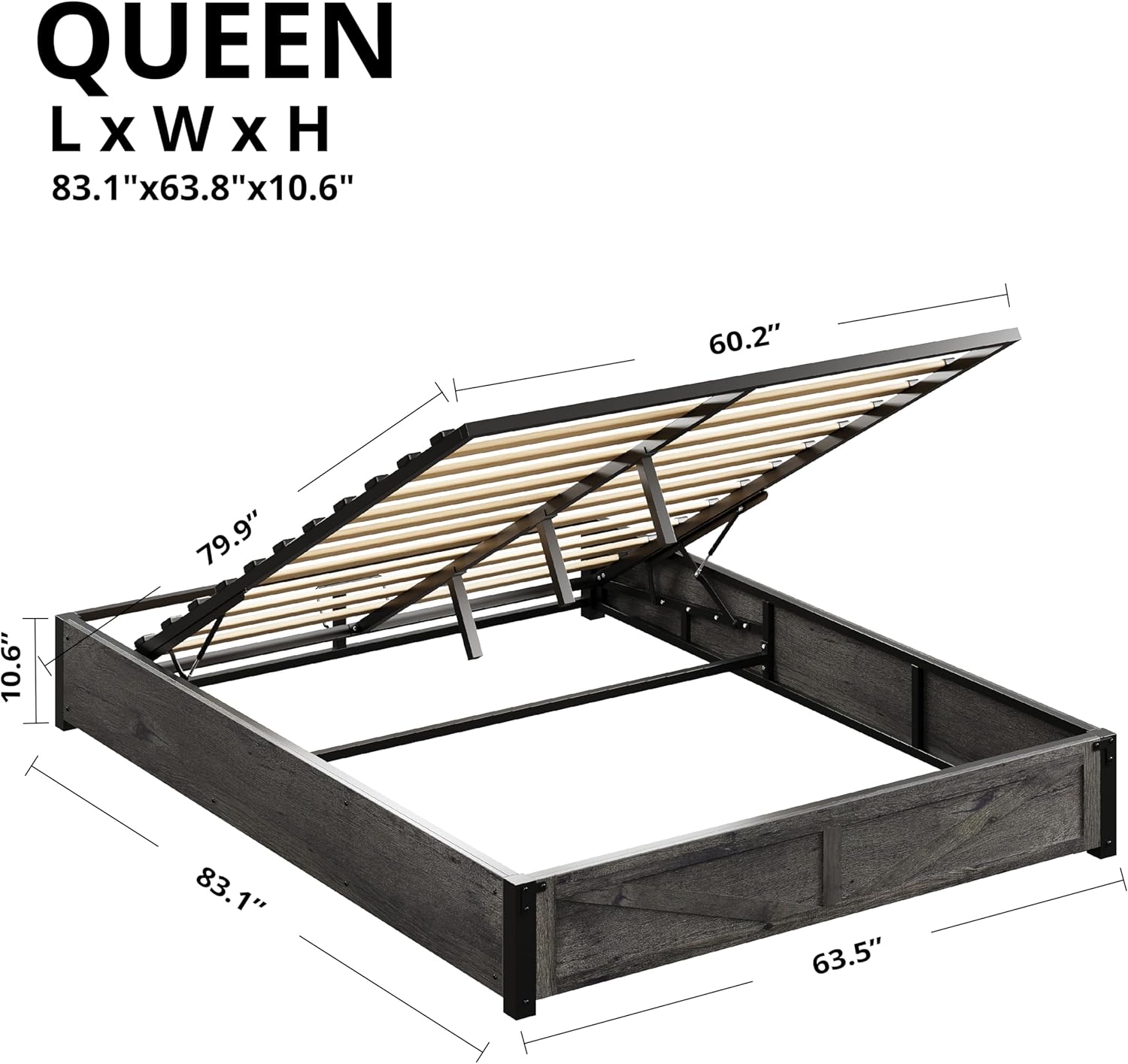 LIKIMIO Wooden Slatted Platform Bed Frame