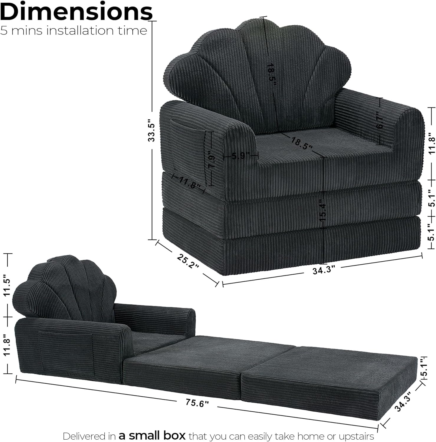 LIKIMIO Foldable Sofa Bed & Mattress