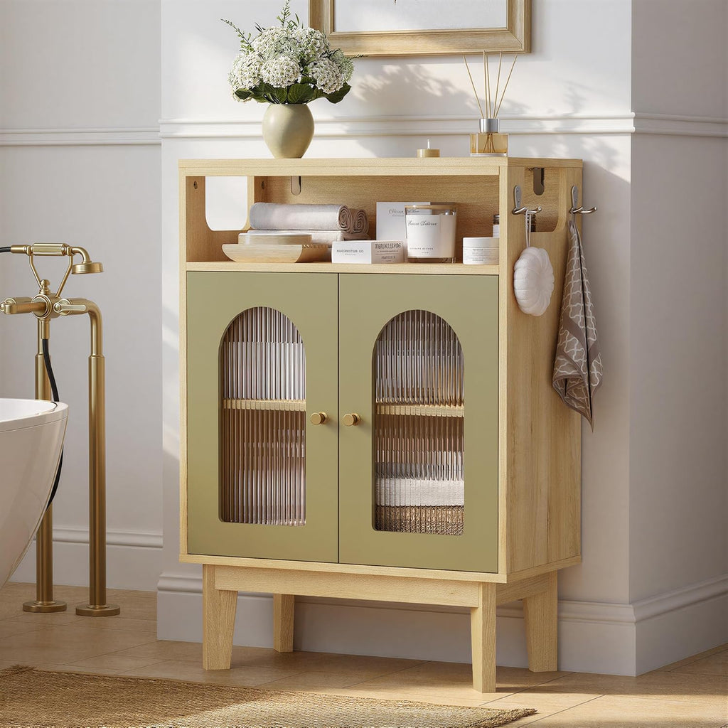 LIKIMIO Bathroom Storage Cabinet, Small Cabinet with 2 Doors and Adjustable Shelf