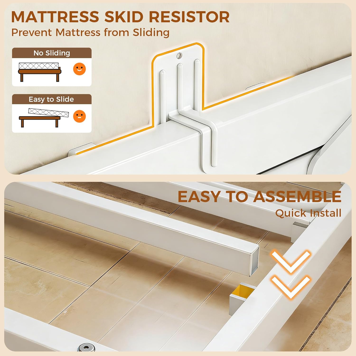 LIKIMIO Daybed with Trundle,  LED Lights and Charging Station,  White