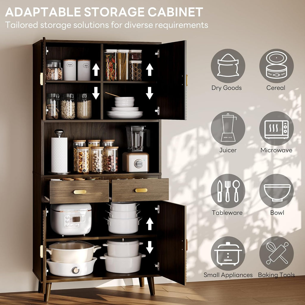 LIKIMIO Adjustable Shelves Pantry Cabinet