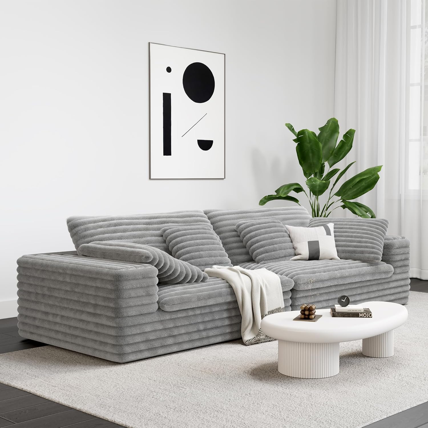 LIKIMIO 112" Plush Corduroy Loveseat