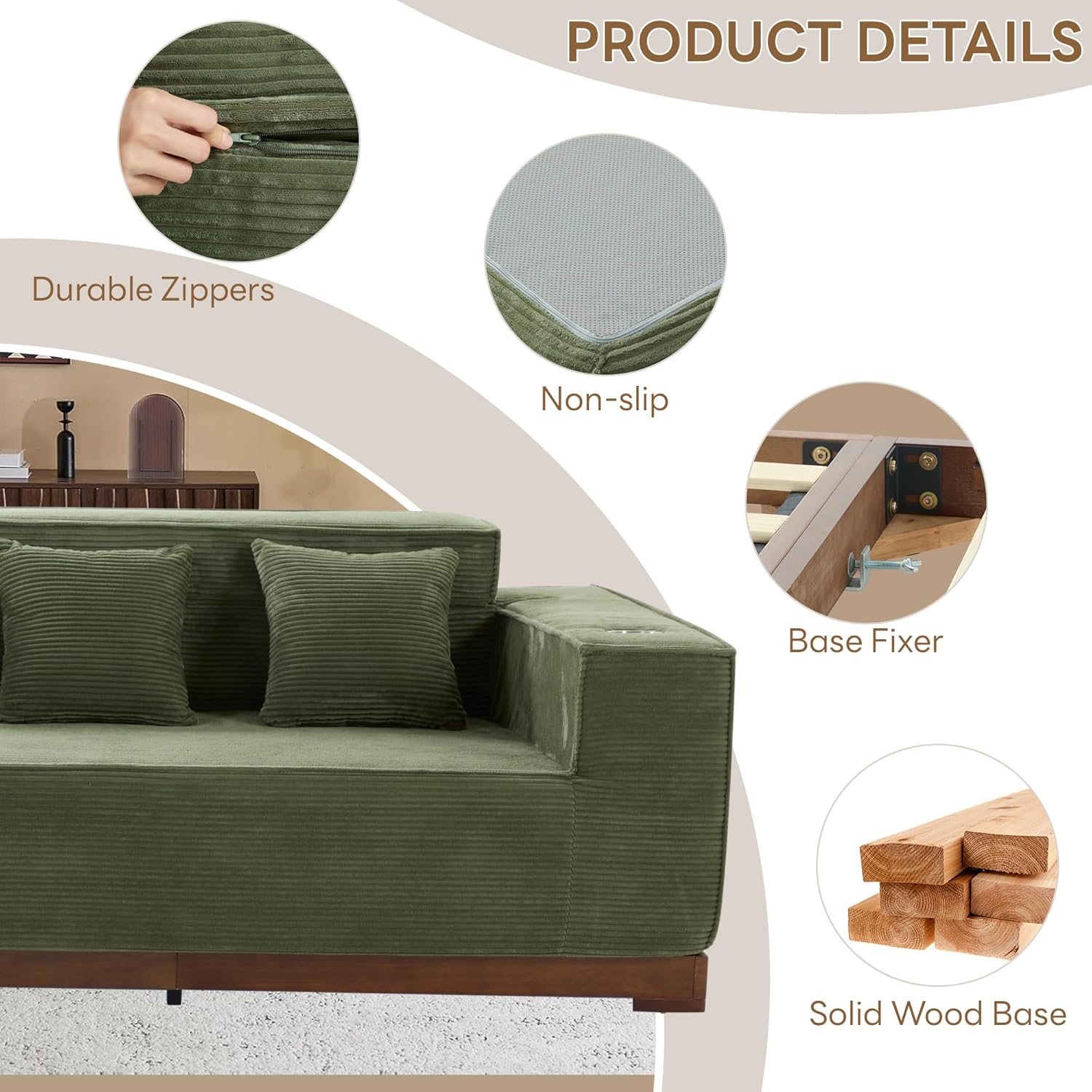 LIKIMIO L-Shaped Cloud Boneless Sofa（110“）