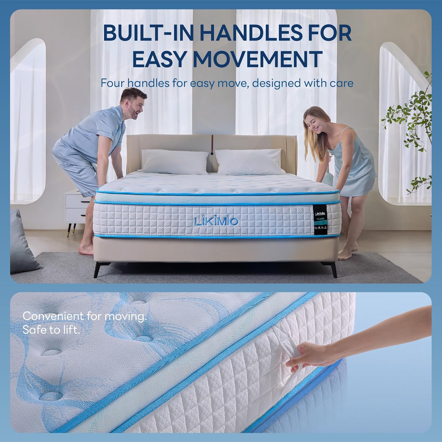 LIKIMIO 12 Inch Gel Memory Foam mattrerss, Oeko-TEX, CertiPUR-US