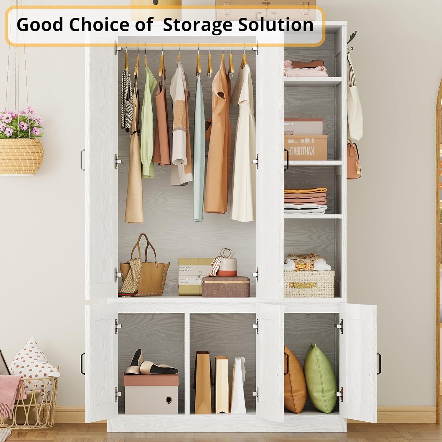 LIKIMIO Armoire Wooden Wardrobe Closet (70")