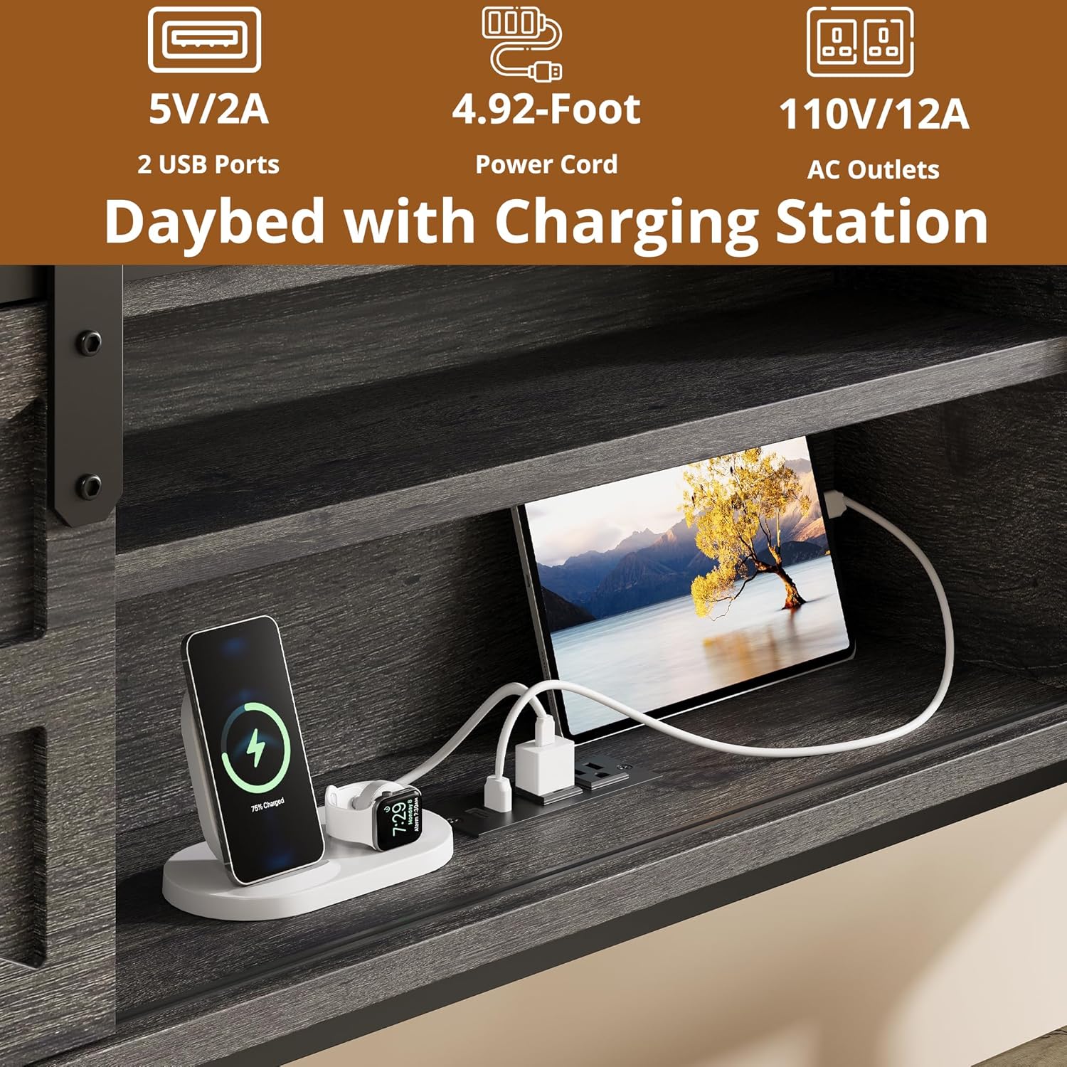 LIKIMIO Farmhouse Trundle Sofa Bed