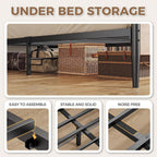 LIKIMIO Natural Rattan Full Size Bed Frame with Wooden Headboard | Boho Metal Platform Bed Frame Full Size with Metal Slats Surpport, Under Bed Storage, No Box Spring Needed, for Bedroom