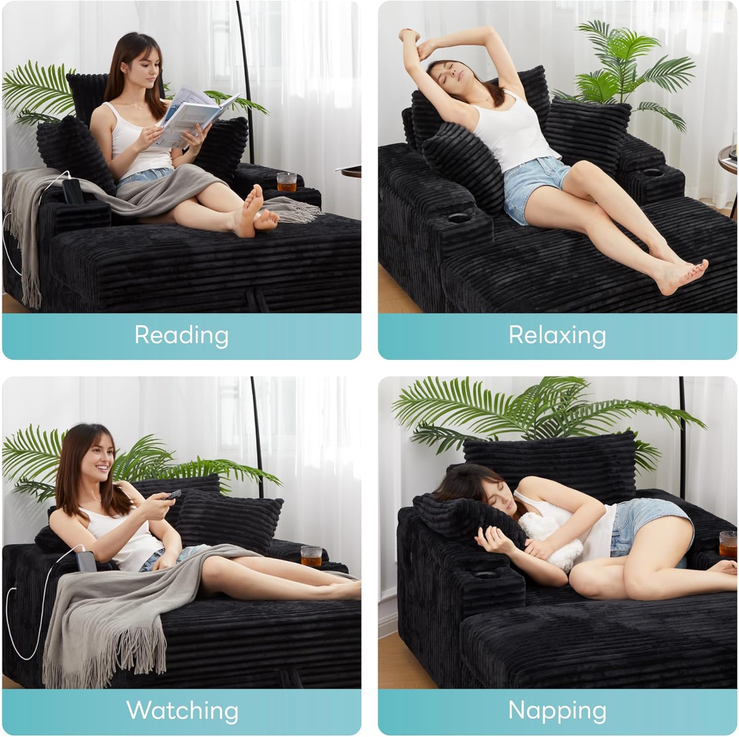 LIKIMIO Extra Large Corduroy Recliner（54”）