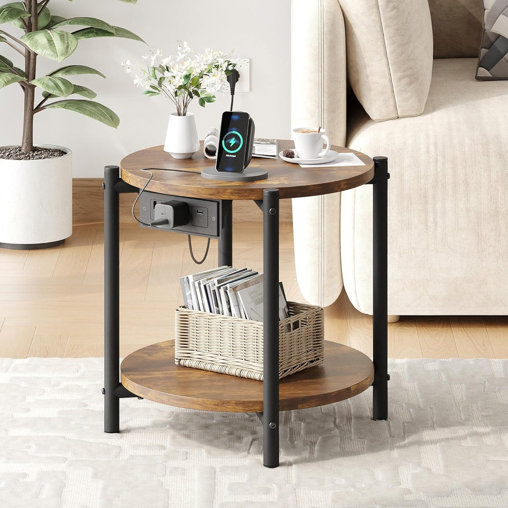 LIKIMIO 2-Tier Round End Table