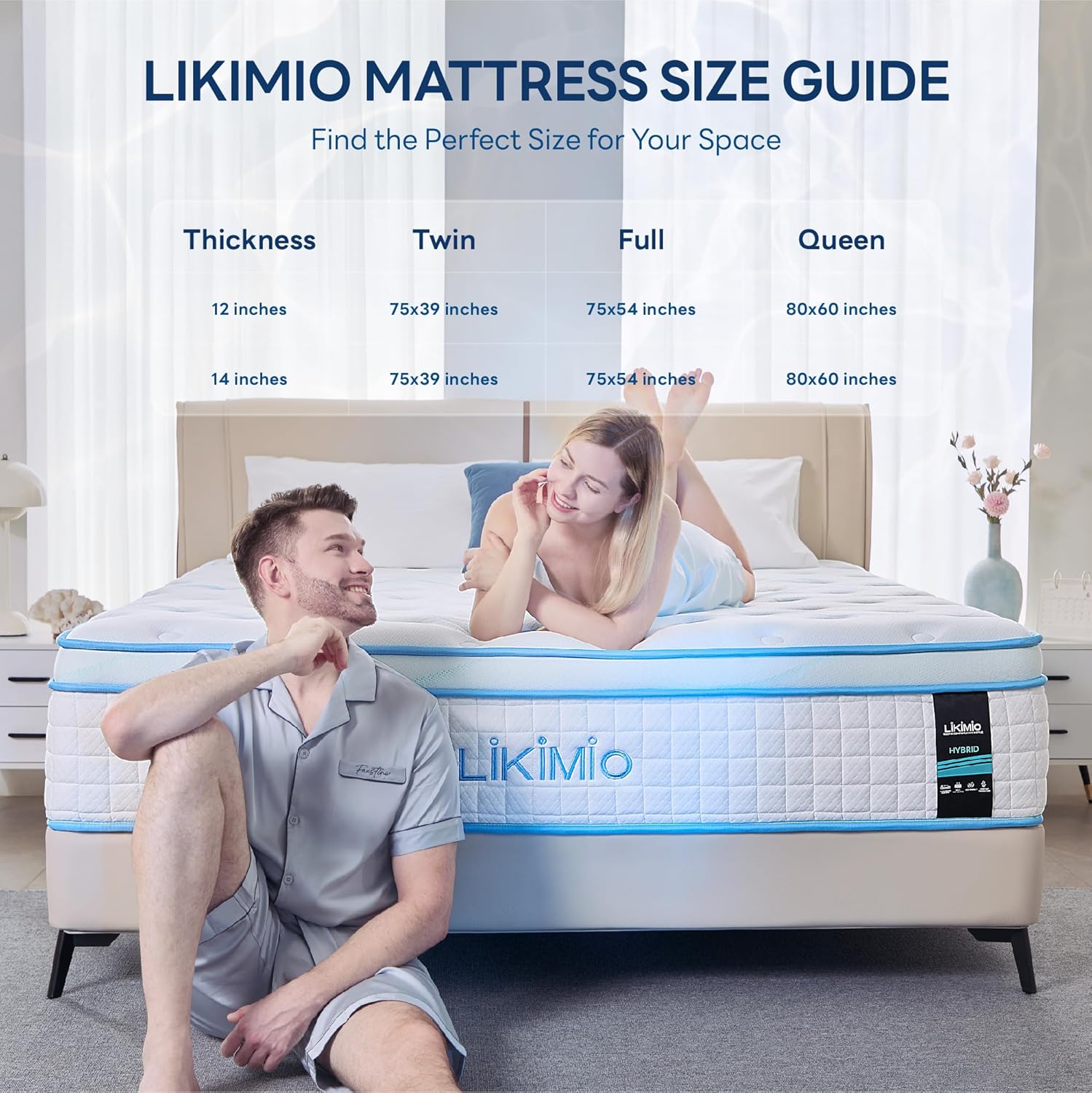 LIKIMIO 12 Inch Gel Memory Foam mattrerss, Oeko-TEX, CertiPUR-US