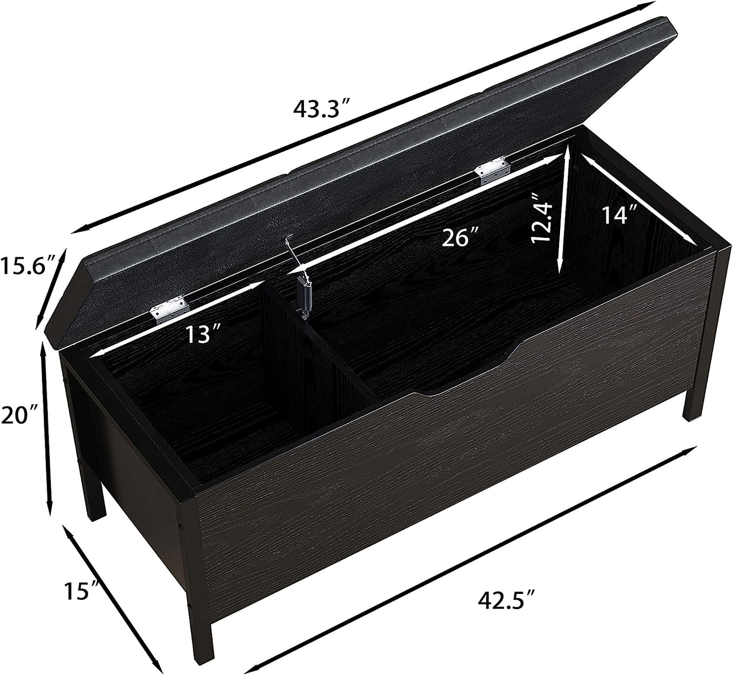 Storage Ottoman Bench Black