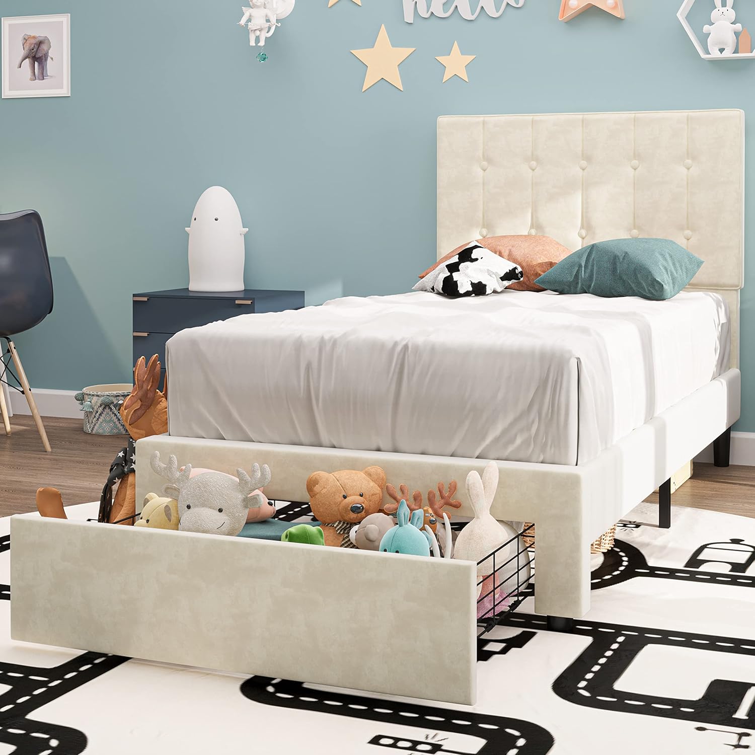 LIKIMIO Velvet Single Bed Frame