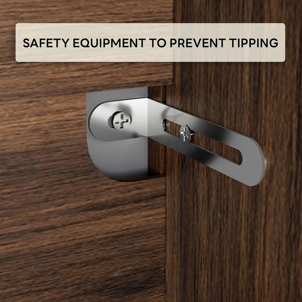 LIKIMIO Rattan Cabinet with LED Lights & Power Outlet, Vintage Brown