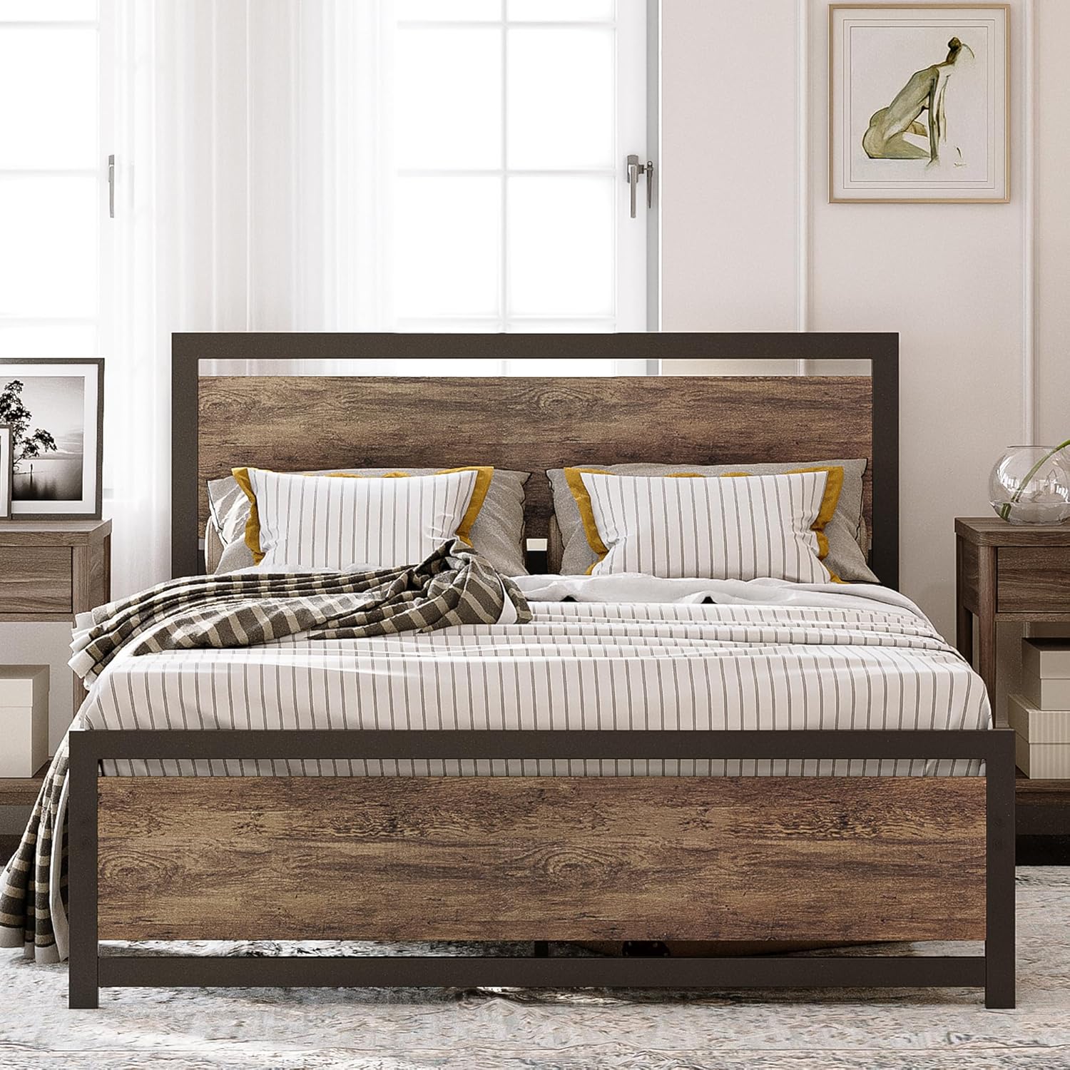 LIKIMIO Walnut Bed Frame
