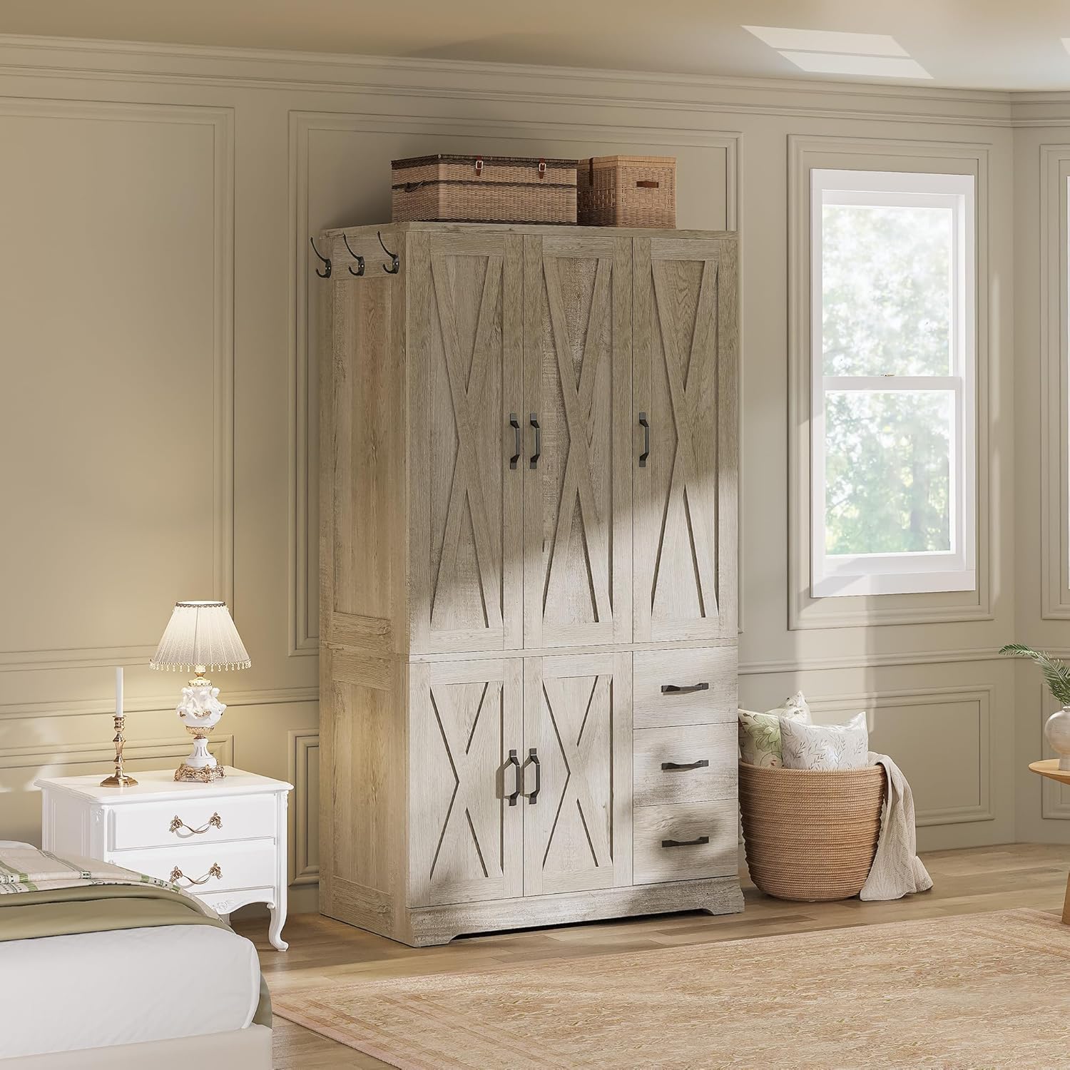 LIKIMIO Armoire Wooden Wardrobe（71”）