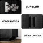 LIKIMIO Rattan Storage Cabinet with with 2 Doors and Adjustable Shelves for Kitchen, Black